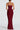 Women's Red Ruched Corset Maxi Dress